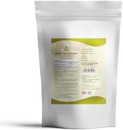 Close up of Herbal Hills Terminalia Chebula powder texture
