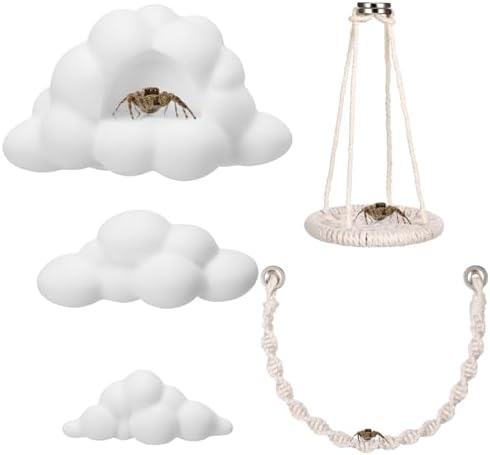 Jumping Spider Enclosure Accessories Kit 5 PCS - Include Cloud Platforms with Magnetic Mounting for Climbing, Feeding and Decorating, Natural Jumping Spider Rope Bridge Swings for Medium Spider Tanks - Image 2