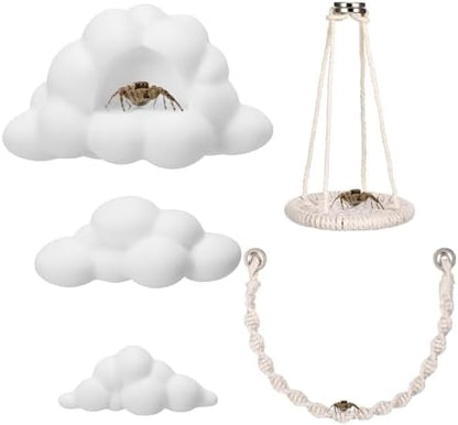 Jumping Spider Enclosure Accessories Kit 5 PCS - Include Cloud Platforms with Magnetic Mounting for Climbing, Feeding and Decorating, Natural Jumping Spider Rope Bridge Swings for Medium Spider Tanks - Image 2