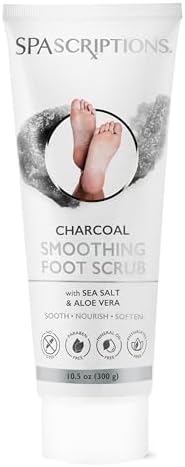 SpaScriptions charcoal and sea salt foot exfoliating scrub packaging