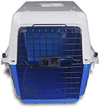 Van Ness cat carrier three quarter angle highlighting the secure heavy gauge wire door latch.