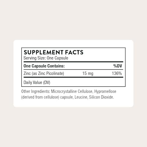Side angle of Thorne Zinc Picolinate 60 vegetarian capsules packaging