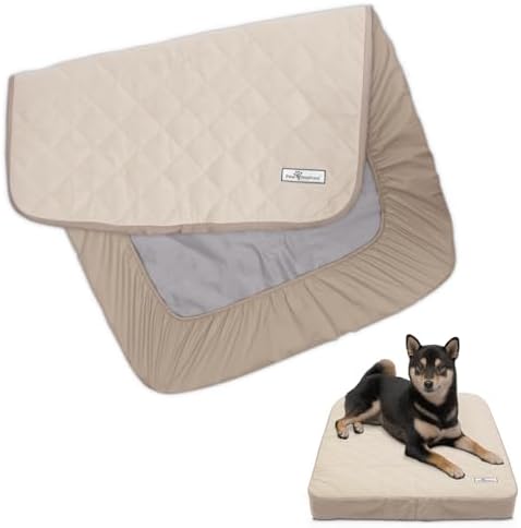 Paw Inspired leakproof pet mattress protector showcasing the flexible elastic band fit