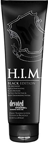 Devoted Creations H.I.M. Black Edition 8.5 ounce tanning lotion packaging