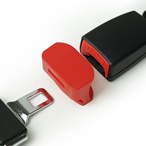 Front view of Easicozi buckle guard installed on a seatbelt