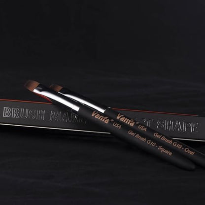 Professional manicure tools featuring Vanfa oval and square gel brushes