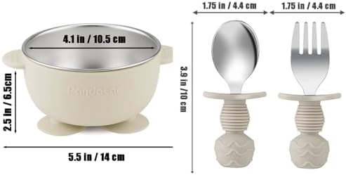 Close up of soft silicone baby fork and spoon set