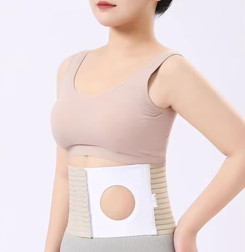 Steawoce stoma binder brace showing the adjustable hook and loop adhesive closure system