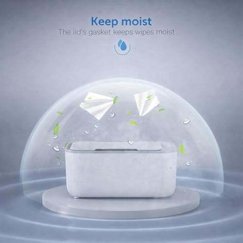 Side view of smart baby wipe dispenser with touch controls