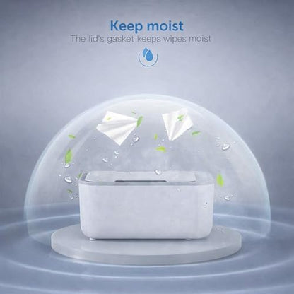 Side view of smart baby wipe dispenser with touch controls
