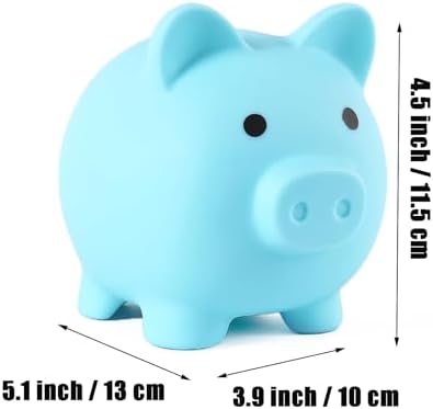 PandaEar unbreakable plastic savings box displaying its capability to hold coins and folded bills.