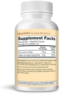 Bulletproof Zinc with Copper supplement facts panel and clean ingredients label