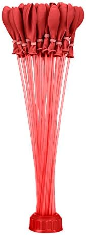 Ten stems of self-sealing water balloons connected to a garden hose adapter showing rapid inflation.