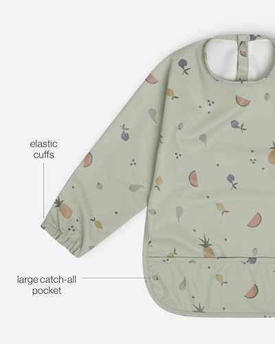 Lalo waterproof recycled polyester art smock laid flat demonstrating full coverage sleeve protection.