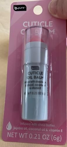 B. Pure Cuticle Oil Balm product label detailing shea butter and jojoba oil