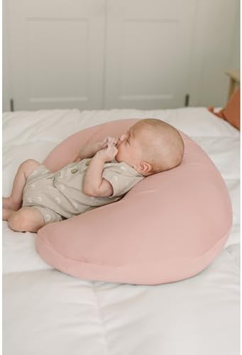 Display of the 2 pack nursing pillow cover set in pink tones