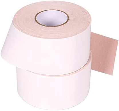 White paper backing on moleskin tape showing how to cut custom padding.