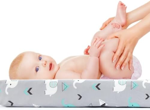 Grey and teal gender neutral nursery bedding set packaged for modern parents
