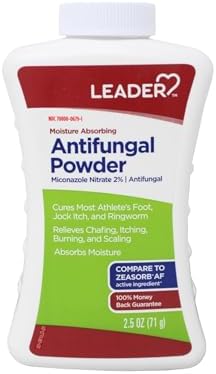 Leader Miconazole Nitrate moisture absorbing powder for jock itch.