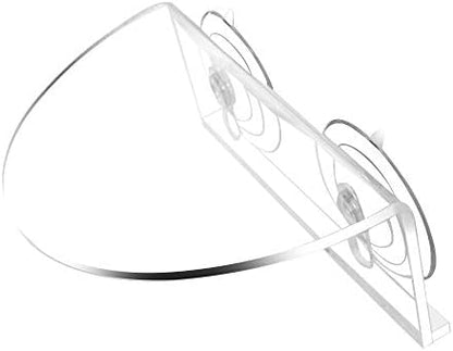 Clear acrylic aquarium ledge showing strong suction cup attachment