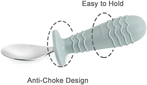 Toddler hands holding PandaEar stainless steel spoon and fork