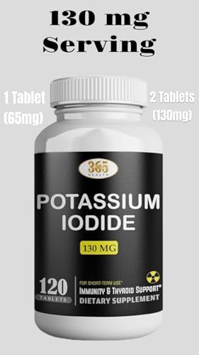 Allergy free 130 milligram stable iodine tablets for short term thyroid care