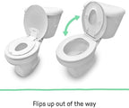 Ingenuity white plastic potty trainer seat showing the non slip grips on the underside