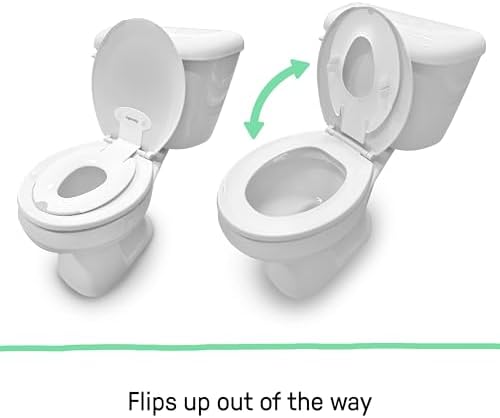 Ingenuity white plastic potty trainer seat showing the non slip grips on the underside