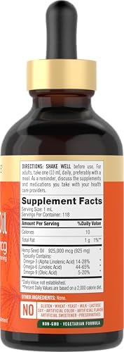 Carlyle Hemp Seed Oil nutritional label and supplement facts