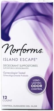 Individually wrapped Norforms suppositories with applicator for hygienic feminine care.