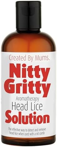 Nitty Gritty chemical free lice treatment solution bottle and comb packaging.
