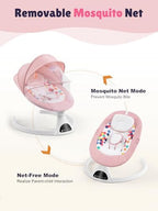 FirstCrawl Jaoul infant swing lifestyle view showing Bluetooth speaker integration