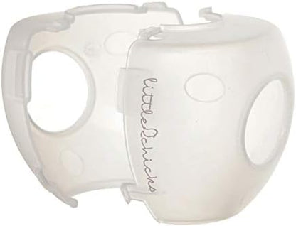 Side profile of child proof door knob cover showing snap lock mechanism