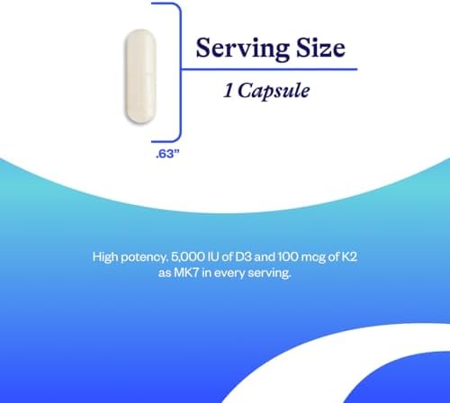 Seeking Health Vitamin D3 and K2 dietary supplement bottle angled view highlighting immune support benefits