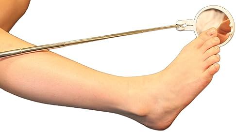 Telescoping handle extension of the Medicool foot exam mirror.