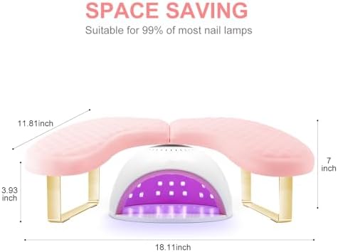 Top view of soft pink quilted manicure arm rest cushion