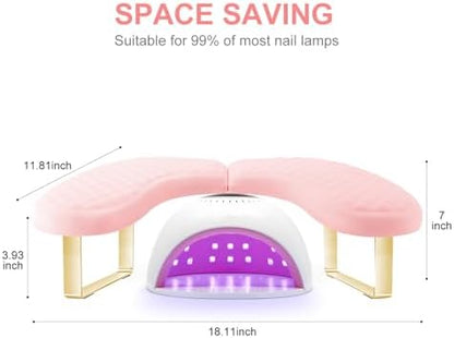 Top view of soft pink quilted manicure arm rest cushion