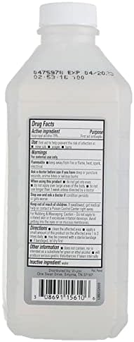 USA imported Swan isopropyl rubbing alcohol bottle with clear liquid and blue label.
