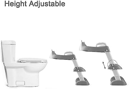 Side profile of PandaEar kids toilet seat extension showing easy-grip hand rails.