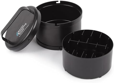 Master Grooming Tools clipper blade storage box open with the locking lid off displaying the inner compartment layout.