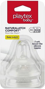 Two count pack of premium silicone breastlike nipples for babies three months plus.