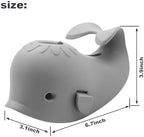 CDKMAX silicone whale bath spout protector demonstrating easy access to the top shower diverter opening.