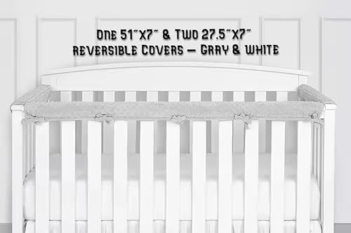 Detail view of tie attachment on baby crib rail protector