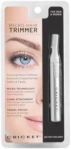 Silver cordless precision micro trimmer showing two-sided comb guide attachment