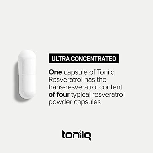 Toniiq 98 percent pure resveratrol bottle back panel