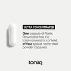 Toniiq 98 percent pure resveratrol bottle back panel