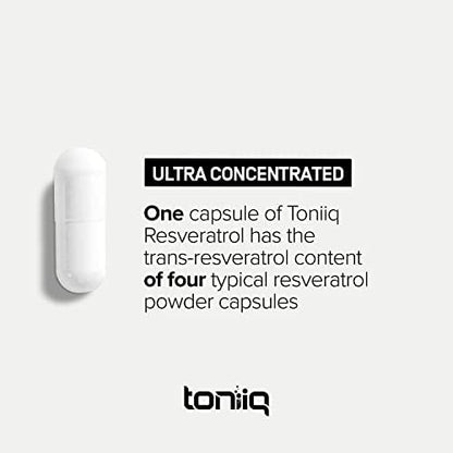 Toniiq Ultra High Potency Resveratrol 1000mg packaging details