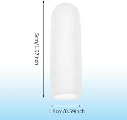 Clear silicone finger caps protecting a thumb from friction and skin cracking