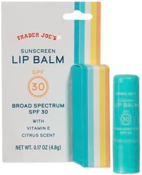 Trader Joe's Sunscreen Lip Balm with citrus scent label