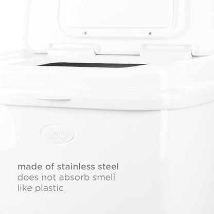 Ubbi odor locking stainless steel pail in a room setting